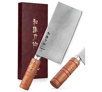 HEZHEN-18CM Mannaia, Acciaio Inossidabile Composito Coltello per Affettare,Coltello da Cucina Cinese,Coltello da Mannaia, Manico in Legno Padauk,Strumenti da Cucina per Chef