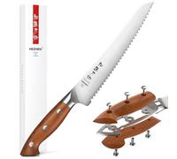 HEZHEN 27cm Coltelli da Pane Seghettato, Coltelli da Torta Acciaio Inossidabile Coltello da Pasticceria Coltelli da Cucina Affettare il Pane, Manico in Redwood