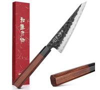 HEZHEN Acciaio Placcato Honesuki Coltello Universale, Affilato Come un Rasoio Coltello da Cucina Piccolo,Coltello da Spelucchino Taglio di Frutta e Verdura, Manico Ottagonale in Legno Rosso