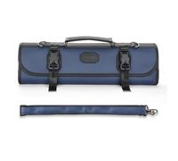 HEZHEN Borsa Portacoltelli,Borsa per Coltelli in Pelle(Senza Coltello)-Blu | Pelle in Microfibra,Spallaccio Regolabile,Lembo Protettivo-9 Fessure & 5 Tasca con Cerniera,Borsa da Viaggio e Custodia