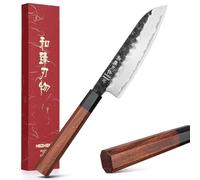 HEZHEN Coltello Santoku Piccolo, Multifunzionale Ultra Affilato Stile Giapponese Coltello Gyuto, Manico Ottagonale in Legno Rosso