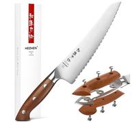 HEZHEN Coltello Surgelati, Acciaio Inox Coltello per Carne Pesce Congelata Lama Seghetta, Lama Dentata, Manico in Redwood