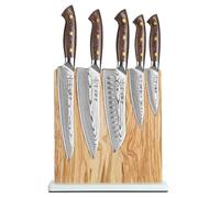 HEZHEN Damasco Set di Coltelli da Cucina Acciaio, Set di Coltelli da Chef Professionali in Acciaio Damasco con Ceppo Portacoltelli Magnetico a Doppia Faccia, Blocco Coltelli da Cucina in Legno di Uliv