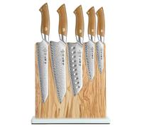 HEZHEN Set di Coltelli da Cucina Acciaio Damasco, Set di Coltelli da Chef Professionali in Damasco con Ceppo Portacoltelli Magnetico a Doppia Faccia, Blocco Coltelli da Cucina in Legno di Ulivo