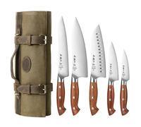 HEZHEN Set di Coltelli da Cucina Acciaio Geman,Set di Coltelli da Chef Professionali con Borsa porta Coltelli in Tela-Verde