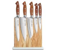 HEZHEN Set di Coltelli da Cucina Acciaio Geman, Set di Coltelli da Chef Professionali in Acciaio Inox con Ceppo Portacoltelli Magnetico a Doppia Faccia, Blocco Coltelli da Cucina in Legno di Ulivo