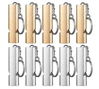 Hezhou 10 Pezzi Fischietto da Arbitro e Allenatore in Metallo Doppio Tubo Fischietti di Emergenza Fischietto di Sopravvivenza Fischietto Emergenza Fischietto Arbitro Portachiavi Fischio (Oro, Argento)