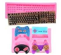 Hezhou 2 pezzi Stampo per controller di gioco Stampo in silicone per tastiera Stampi in silicone 3D Videogiochi Controller Fondente Mould per decorare torte, strumenti di pasticceria fai da te Muffin