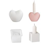 Hezhou 2 Pezzi Stampo Portacandele a Forma di Cuore Portacandele in Silicone fai da te Forma di Candelabro in Cemento Stampi Portacandele per Resina Epossidica Stampi per Gesso (Cuore piazza)