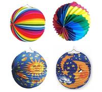 Hezhou 4 PCS Lampions Lanterne Carta Decorazioni Feste Multicolori Lanterna Rotonda Carta Lanterna Fantasia Lanterna Carta Lanterna Motivi Colorati Per Il Compleanno Dei Bambini Natale San Martino (A)