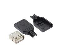 HF Mont Connettore presa USB a 4 pin tipo A maschio femmina da 10 pezzi con kit fai da te di tipo A con copertura in plastica nera(10pcs Female)