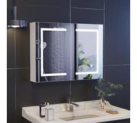 HFASD Armadietto a specchio da bagno con illuminazione, armadio da bagno con specchio e ripiani regolabili, armadietto da bagno con 2 ante, temperatura colore regolabile, interruttore con sensore