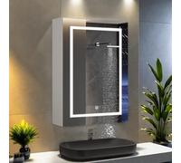 HFASD Armadietto a specchio da bagno con illuminazione, armadio da bagno con specchio e ripiani regolabili, armadietto da bagno con 1 porta, temperatura colore regolabile, interruttore con sensore