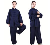 HFCY Abbigliamento da uomo per Kung Fu, uniforme da arti marziali, costume da donna per Tai Chi, uniforme tradizionale cinese per meditazione Wing Chun, blu-XXL
