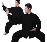 HFCY Kung Fu Tai Chi - Abbigliamento per uomo e donna, a maniche lunghe, per allenamento primaverile, colore: nero - XXL