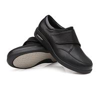 HFCY Scarpe Diabetiche da Uomo Comode Scarpe da Esterno Antiscivolo per Interni Scarpe di Pelle Casual Scarpe Pianta Larga per Edema Artrite Piedi Gonfi,Black-EU45/275mm