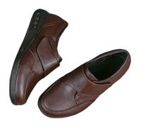 HFCY Scarpe Diabetiche da Uomo Comode Scarpe da Esterno Antiscivolo per Interni Scarpe di Pelle Casual Scarpe Pianta Larga per Edema Artrite Piedi Gonfi,Brown-EU47/285mm