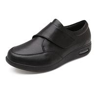 HFCY Scarpe per Diabetici da Uomo vestibilità Extra Larga Scarpe in Pelle Casual Scarpe da Passeggio Scarpe Pianta Larga per Piedi Gonfi Artrite Edema Gonfio,Black-EU44/270mm