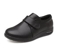 HFCY Scarpe per Diabetici Scarpe di Pelle Uomo Antiscivolo Comode Scarpe Pianta Larga per Piedi Gonfi, Artrite Ed Edema,Black-EU44/270mm