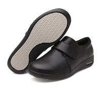 HFCY Scarpe Pianta Larga Scarpe per Diabetici Scarpe di Pelle Uomo Regolabile Scarpe Molto Larga Scarpe per Diabetico Swolen Piede,Black-EU45/275mm
