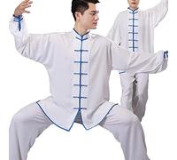 HFCY Tai Chi Uniforme Uomo Abbigliamento da Mattina per Esercizi Kung Fu E Arti Marziali Donna Abiti da Arti Marziali Wing Chun Tute da Ginnastica, White 5-XXL