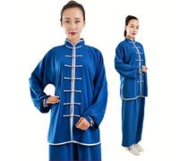 HFCY Uniforme per arti marziali Tai Chi, abbigliamento per Kung Fu per uomini e donne, abbigliamento tradizionale cinese Wing Chun, blu-S