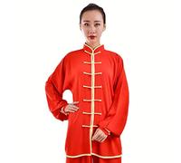 HFCY Uniforme per arti marziali Tai Chi, abbigliamento per Kung Fu per uomini e donne, abbigliamento tradizionale cinese Wing Chun, Rosso-L
