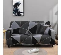 hfdch Copridivano 3 Posti Geometria Nera Copridivano 3 Posti Senza Impermeabile Per Animali Copridivano Elasticizzato 1 Pezzo, In Spandex, Jacquard, Con Antiscivolo