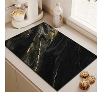 hfdch Tappetino Scolapiatti Struttura Marmo Nero Tappetino Scolapiatti,Tappetini Per Posate In Silicone, Antiscivolo,Resistenti Al Calore,Utilizzati In Tavoli E Utensili Da Cucina