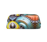 Hfderw Art Déco, astuccio in pelle con cerniera, portatile, astuccio per matite, beauty case per il trucco, colore argento, taglia unica, Art Déco, argento, taglia unica, argento, Taglia unica, Art