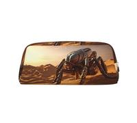 Hfderw Art Déco, astuccio in pelle con cerniera, portatile, astuccio per matite, beauty case per il trucco, colore argento, taglia unica, Art Déco, argento, taglia unica, argento, Taglia unica, Art