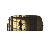 Hfderw Astuccio in pelle con cerniera per matite e matite, portatile, borsa per cosmetici, Argento, One Size, Art Deco