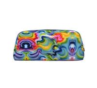 Hfderw Astuccio in pelle con cerniera per matite e matite, portatile, borsa per cosmetici, Argento, One Size, Art Deco