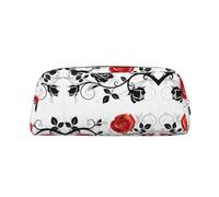 Hfderw Astuccio in pelle con cerniera per matite e matite, portatile, borsa per cosmetici, Argento, One Size, Art Deco
