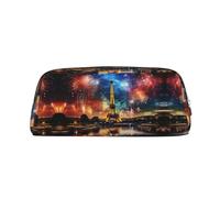 Hfderw Astuccio in pelle con cerniera per matite e matite, portatile, borsa per cosmetici, Argento, One Size, Art Deco