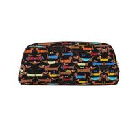 Hfderw Astuccio in pelle con cerniera per matite stereo, portatile, borsa cosmetica, borsa per la conservazione, oro, taglia unica, Art Déco, oro, taglia unica, decorazione artistica, Oro, Taglia