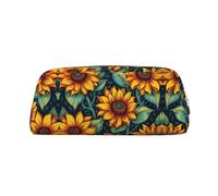 Hfderw Astuccio in pelle con cerniera per matite stereo, portatile, borsa cosmetica, borsa per la conservazione, oro, taglia unica, Art Déco, oro, taglia unica, decorazione artistica, Oro, Taglia