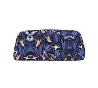 Hfderw Astuccio portamatite in pelle con cerniera portatile per matite, cosmetici, borsa portaoggetti, argento, Taglia unica, Art Deco