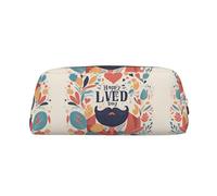 Hfderw Astuccio portatile in pelle con cerniera per matite stereo, borsa di immagazzinaggio, oro, Taglia unica, Art Deco