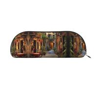 Hfderw Custodia in pelle semicircolare con cerniera, custodia stereo, portatile, astuccio per matite, beauty case per il trucco, borsa per il trucco, colore oro, taglia unica, art, oro, Taglia unica