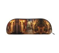 Hfderw Custodia in pelle semicircolare con cerniera, custodia stereo, portatile, astuccio per matite, borsa per il trucco, borsa per riporre, oro, Taglia unica, Art Deco