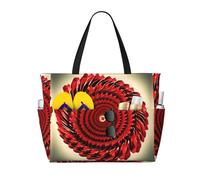 HFDERW Flower Vortex - Borsa da spiaggia extra large a spirale, impermeabile, borsa da piscina con cerniera e tasca bagnata per viaggi, Nero , Talla única