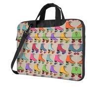 HFDERW Retro Colorful Pattini A Rullo Ultra-Sottile Portatile Monospalla Borsa Del Computer Portatile Borsa A Tracolla Per Gli Uomini Donne Impermeabile Computer Bag, Nero , 35,5 cm