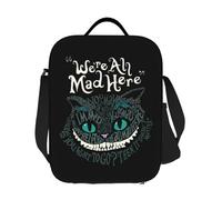HFDGFJKKL Zaino Alice Nel Paese delle Meraviglie Cheshire Lunch Bag Da Donna Termico Cooler Scatole Per Il Pranzo Isolate per Bambini Scuola Regali di Halloween e Natale