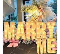 HFDJRWK Lettere Luminose con Slogan di Proposta di Matrimonio, Set di 7 Lettere Illuminate a LED Marry Me, Decorazioni for Feste di Fidanzamento(100cm)