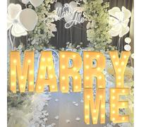 HFDJRWK Set di 7 Lettere Luminose a LED Marry Me, Decorazioni for Feste Romantiche di Proposta e Anniversario, Grandi Lettere Luminose for Cartello di Proposta(120cm)