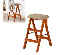 HFDTS Sgabello a scala in legno massello, sgabello pieghevole for uso domestico, scala, cucina alta, scala a tre gradini, bar multifunzionale a doppio uso