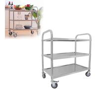 HFDTS Vagone ristorante in acciaio inossidabile, vagone di servizio a tre livelli, ristorante, hotel, commerciale, vagone for la raccolta di ciotole, sala da tè mobile, spinta manuale