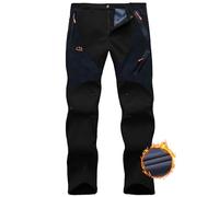 HFDWYJ Pantaloni Invernali da Uomo Fleece Foderato Sci Snow Pants Resistente all'Acqua 4 Tasche Zip Pantaloni Esterni-Black+Camo-S