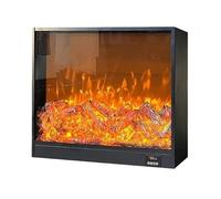 HFERTSCN Camino Elettrico ad Incasso Domestico, Inserto per Camino Decorativo a LED, luminosità a 4 Fiamma, Basso Rumore, Arredamento Nero (Medio) FANDIAO